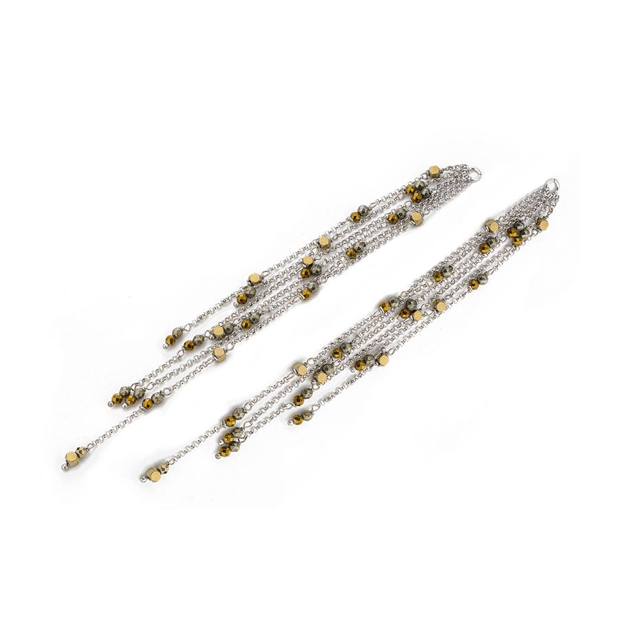 Long bangs in silver and pyrite ACCESSORI | FRANGEARG PIR L